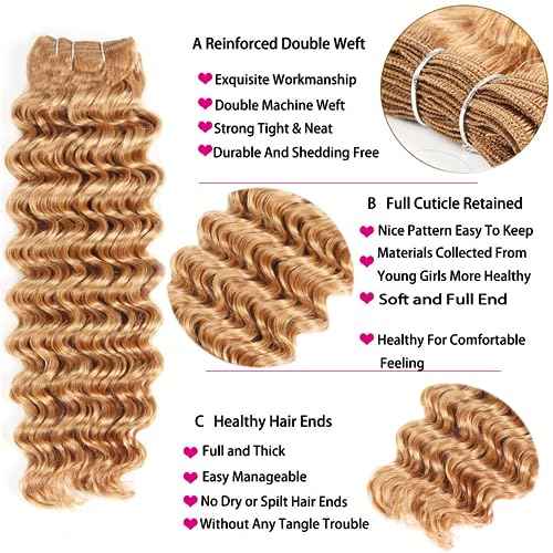 27 Deep Wave Bundles Human Hair Color 27 Bundles Human Hair 24 26 28 Inch Unprocessed Brazilian Virgin Hair Double Weft Weave Extensions Hair