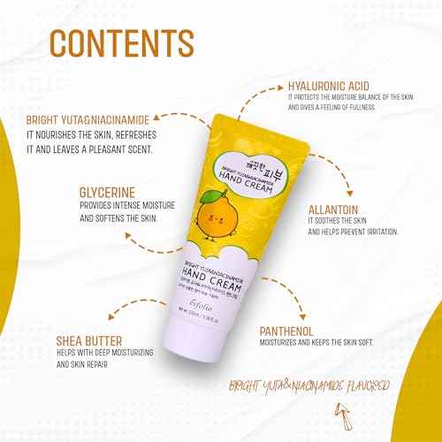 esfolio Yuja Vitamin C Hand Cream ? Deep Hydration with Yuja Extract ? Nourishing, Fast-Absorbing Hand Moisturizer for Dry, Rough Skin ? Korean Skincare for Soft & Smooth Hands (3.38 OZ/100ML)