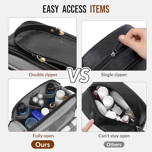 Men's Water-Resistant PU Leather Toiletry Bag Organizer