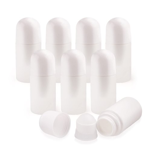 8 Packs Roll On Deodorant Bottles 1.7oz/50ml Empty Deodorant Containers Plastic Rollerball Bottles Refillable Roller Container For Homemade Natural Deodorant
