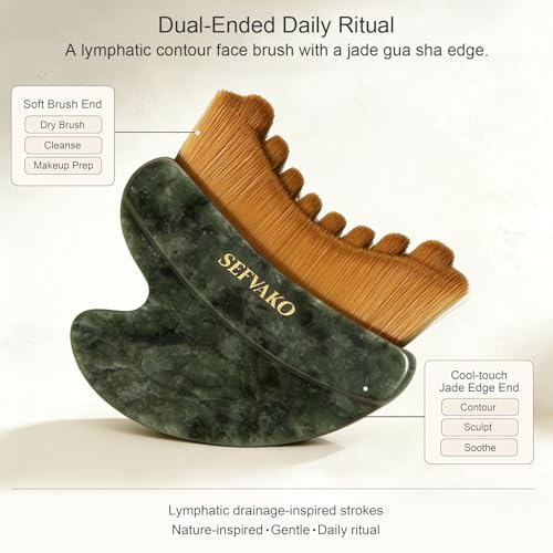 Lymphatic Jade Gua Sha Face Brush – Dual-Ended Dry Brush & Contour Tool