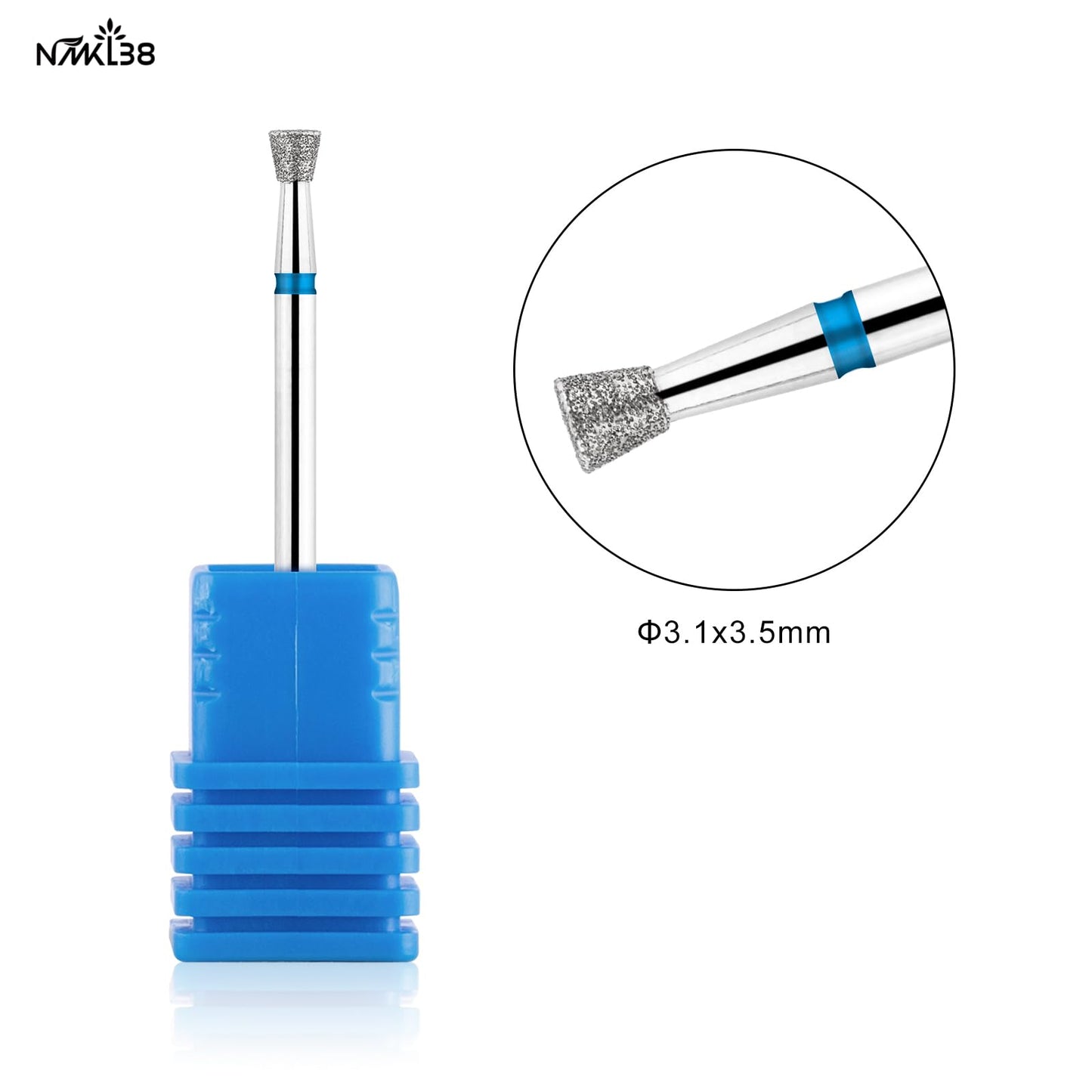 NMKL38 Tapered Diamond Nail Drill Bit Professional Cuticle Remove Tools for Acrylic Gel Nails Dry Manicure Pedicure