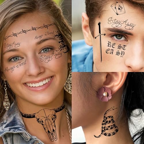5 Sheets Temporary Tattoos Halloween Costume Set for Men Women