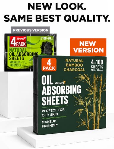 Bamboo Charcoal Oil Blotting Sheets for Face - 400 Sheets