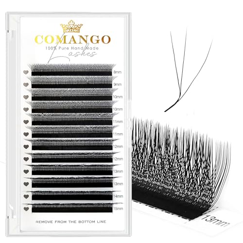 W Eyelash Extensions 0.07mm Thickness 3D Premade lash Fans LU/M Curl Lashes 8-15mm Mixed Tray Soft Fluffy Volume Lash Fans Natural Look Individual Eyelashes (Black, 3D-007-LU-8-15MM)