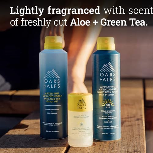 Oars + Alps After Sun Cooling Spray, Includes Aloe Vera and Niacinamide with a Green Tea Scent, 6 Fl Oz