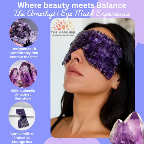 This Hippie Girl Amethyst Eye Mask ? Natural Crystal Facial Mask for Puffiness, Dark Circles & Tension Relief. Cooling Spa Stone for Relaxation, Skincare & Beauty Routine