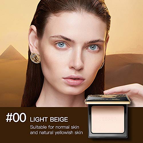 ZEESEA Pressed Powder The British Museum Egypt Series Long Lasting Oil Control Facial Finishing Brighten Setting Powder Multi-use Foundation (#00 Light Beige)