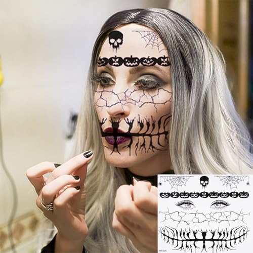 8Pcs Gothic Halloween Temporary Tattoos - Witch Zombie