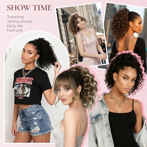12 Inch Dark Brown Curly Ponytail Extension with Claw Clip