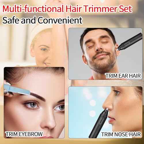 Nose & Ear Hair Trimmer for Men Women,2025 Painless Rechargeable Nose & Eyebrow Hair Trimmer Clipper,Portable Facial Hair Removal and Eyebrow Razor for Easy Cleansing (Black Blue)