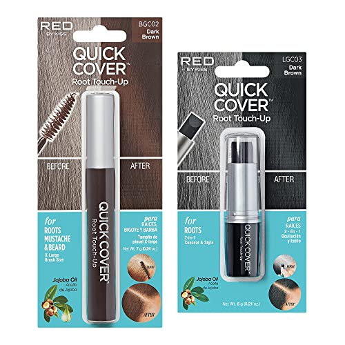 Red by Kiss Quick Cover Gray Hair Touch Up Set - Brush & Stick (Dark Brown)