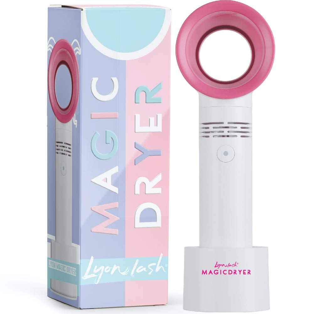 Lyon Lash Portable USB Rechargeable Bladeless Mini Fan/Air Conditioning Blower/Handheld Cooling Dryer, Essential Eyelash Extension Supplies, Dries Eyelash Extensions Glue/Adhesive Rapidly (White)