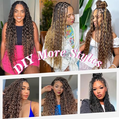 12" Feather Crochet Human Hair Deep Wave Boho Braids