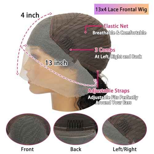 18 Inch Deep Wave Lace Front Wigs Human Hair 13x4 HD Lace Front Pre Plucked Brazilian Curly Human Hair Wig 180 Density Glueless lace Frontal Wigs For Black Women