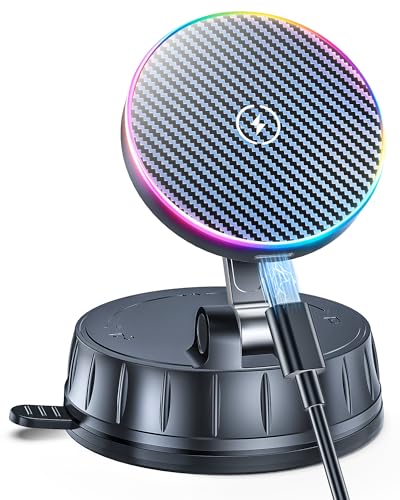15W MagSafe Car Charger Mount with Dual Input & 360° Rotation