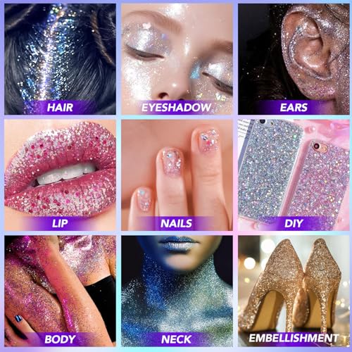 Body Glitter Gel Set 6Pcs - Face & Hair Sparkle