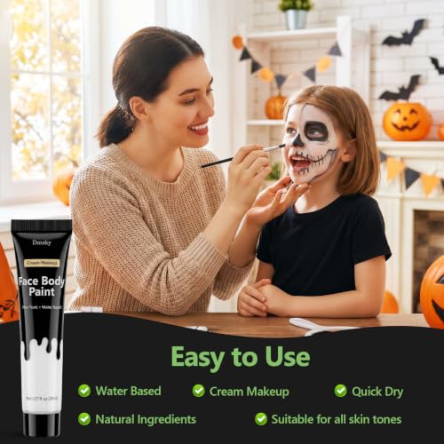 3-Pack White Face Paint Tube Kit, 0.7 fl oz Each