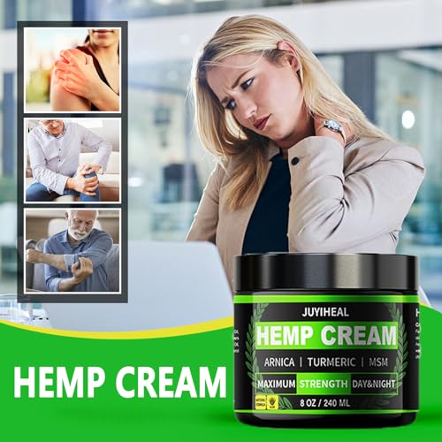 8oz Natural Instant Hemp Cream - Hemp Oil & Arnica, MSM, Turmeric, Menthol, Aloe-Natural Hemp Oil Extract Gel