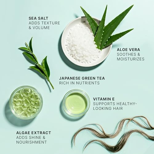 Beauty by Earth Sea Salt Spray - Aloe-Enhanced Beach Waves without Dryness, Texture & Volume Spray for All Hair Types, USA Made with Organic Ingredients, Ocean Waves Scent 6oz