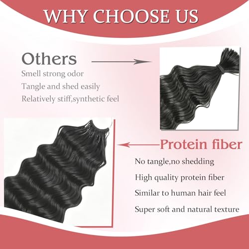 Feather Crochet Hair Extensions for Black Women - 100 Strands, 18" Deep Wave #2