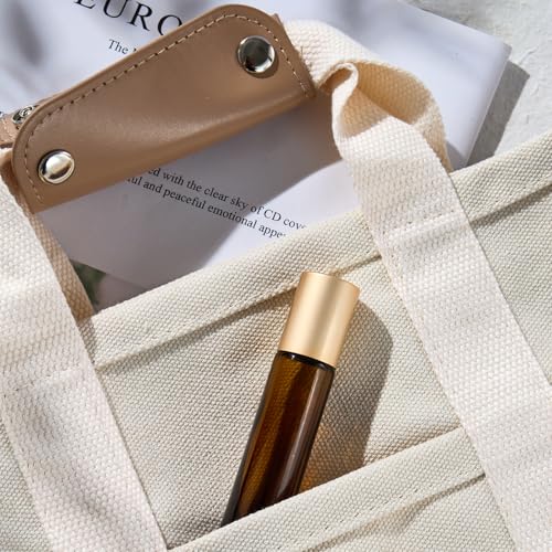 6 Pack Rose Quartz Roller Bottles for Essential Oils - 10ml Amber Glass