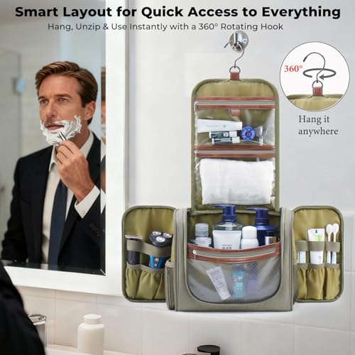 Ralnitote Large Hanging Toiletry Bag for Men, Travel Organizer