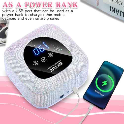 Rechargeable UV LED Nail Lamp, Cordless Nail Dryer for Gel Polish, UV Nail Lamp with 4 Timers Setting and LED Touch Screen, Professional Curing Lamp Light with 30 Beads for Salon and Home