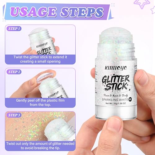 Pink Holographic Glitter Stick for Face & Body Makeup