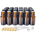 24 Pack 10ml Amber Glass Essential Oil Bottles with Dropper