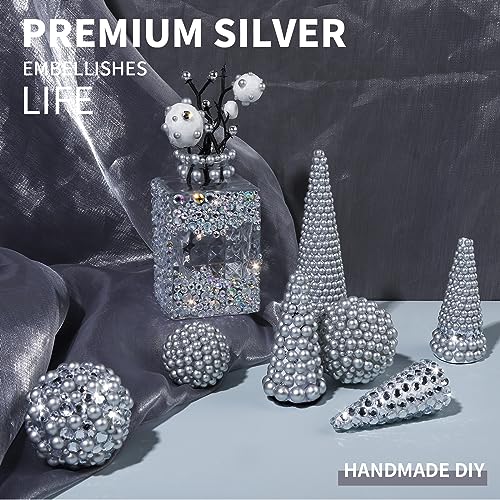 Silver Hair Gems & Pearls Set 2582Pcs Self-Adhesive