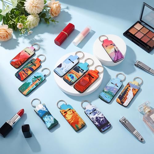 12 Pcs Lipstick Keychain Holder Bulk - Neoprene Lip Balm Pouch