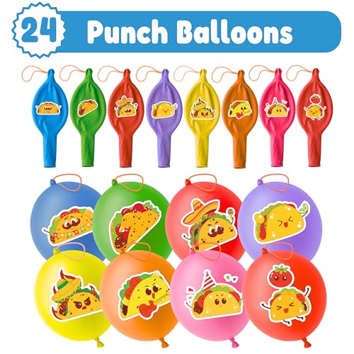 Taco Party Favors 72-Piece Set - Balloons & Tattoos