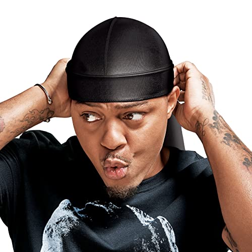 RED by Kiss Bow Wow Silky Durag - Long Tail Compression Doo Rag (Black)