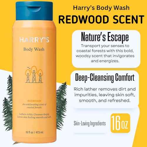 Harry's Men's Body Wash, 18 Fl oz (Pack of 4) | Men's Body Wash and Shower Gel Variety Pack - Stone, Redwood, Fig & Spring Scent | Sulfate-Free for Men