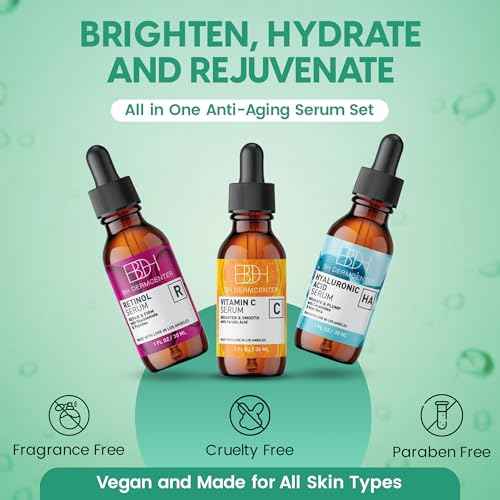 Age Defense Trio Anti-Aging Serum Set for Face and Eyes - Vitamin C, Retinol, Hyaluronic Acid Face Serum for Men and Women - 30ml Each - Paraben Free, Cruelty Free