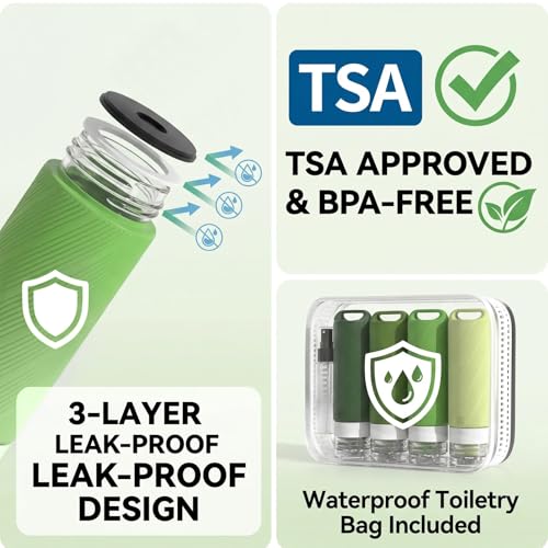 26 Pcs TSA Approved Travel Toiletry Bottles Set - Leakproof Silicone Containers with Clear Bag