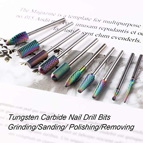 Makartt Nail Drill Bits Set with Nail Drill Bits Holder Bundle, 10Pcs Tungsten Carbide Nail Drill Bits, Nail Bits Organizer Container 30 Holes Manicure Tools (Not Inlcude Drill Bits)