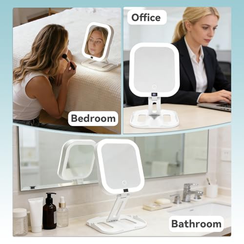 10X/1X Magnifying Makeup Mirror with Lights, Rechargeable
