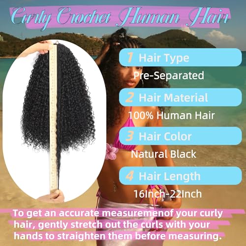 100% Human Hair Crochet Extensions Knotless 16 Inch