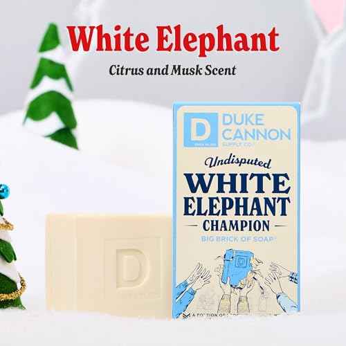 Duke Cannon Supply Co. White Elephant Bar Soap - 10oz Large Soap Brick with Citrus Musk Scent - Holiday Gag Gift, Funny White Elephant Gift Idea