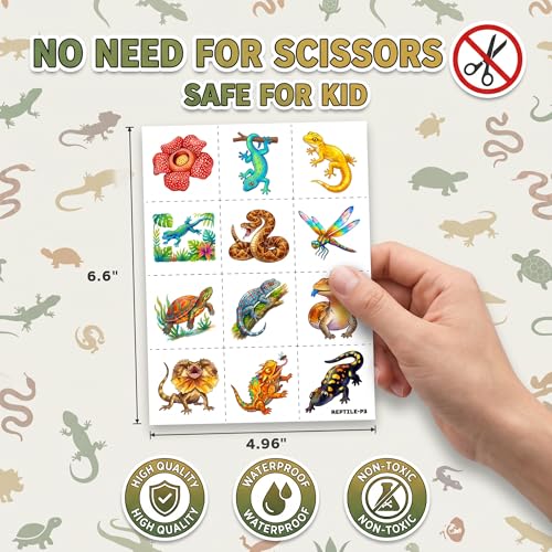 96 PCS Reptile Temporary Tattoos for Kids