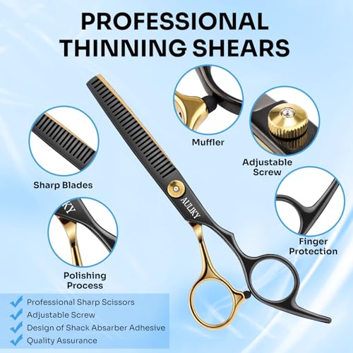 AULikY 15-Piece Hair Cutting Scissors Kit | Professional Stainless Steel Shears