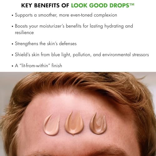 Tiege Hanley Look Good Tanning Drops for Men, Daily Tinted Face Moisturizer Mix-In with Hyaluronic Acid for Hydration, Natural Tan Finish and Antioxidant Support, Men¡¯s Skin Care, 20 ML