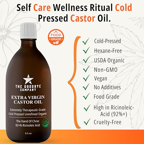 Organic Cold-Pressed Castor Oil, 8.5 oz - USDA Certified