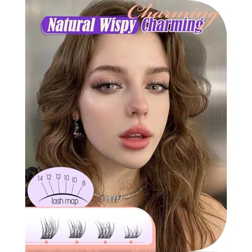 Short Lash Clusters 8-14mm Natural Cluster Eyelashes Ultra-Thin Band Cluster Eyelash Extensions Wispy Lash Extension DIY Silk Mink Eyelash Clusters Super Natural
