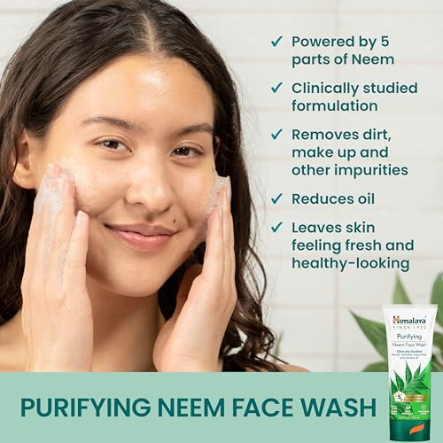 Himalaya Purifying Neem Face Wash, Normal to Oily Skin with Turmeric, Vegan, Soap Free, Paraben Free, Dermatologically Tested, SLS/SLES Free, 5.07 Fl Oz., 150 mL, 2 Pack