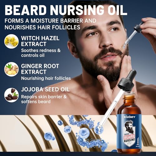 Beard Kit for Men 5PCS - Beard Growth & Grooming Set with Shampoo, Conditioner, Oil, Spray & Balm - Moisturises & Smoothes Beard, Tames Frizz - Perfect Beard Kit for Men, Dad, Boyfriend, Husband