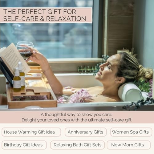 Monsuri Deluxe Bath Pillow - Neck & Shoulder Support with Suction Cups