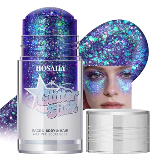 HOSAILY Holographic Body Glitter Stick - 1.06 OZ, Purple Shimmer for Face & Hair